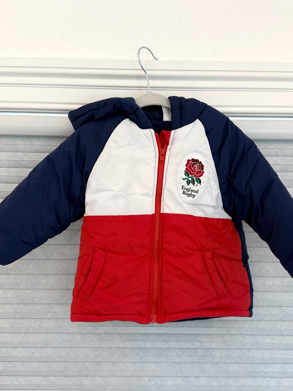 England Rugby Baby Jacket 12-18M Hooded Red White Blue Coat